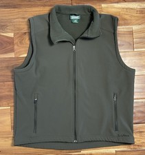 L.L.Bean Vest Mens Large Green Fleece Lined Full Zip Nylon Outdoor Softshell
