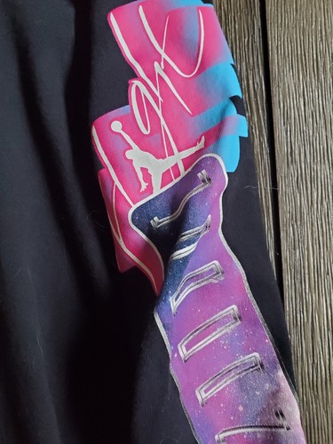 Camisa Jordan Hombre Mediana Negra Flight Spellout Jumpman Sorry Rose Manga Larga - Imagen 6 de 7