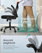 SONGMICS Sedia Ufficio Ergonomica, Sedia Scrivania Girevole in Rete, Supporto Lo