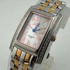 Invicta Quartz Watch Women Dual Tone Steel Rectangle Diamond Saphire New Battery