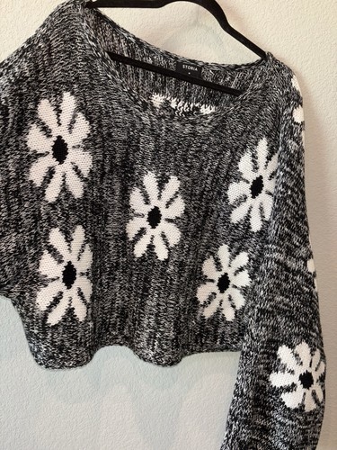 Suéter Storia Recortado Estampado Margarita De Gran Tamaño Para Mujer’s M Grueso Tejido Mangas Grandes - Imagen 4 de 4