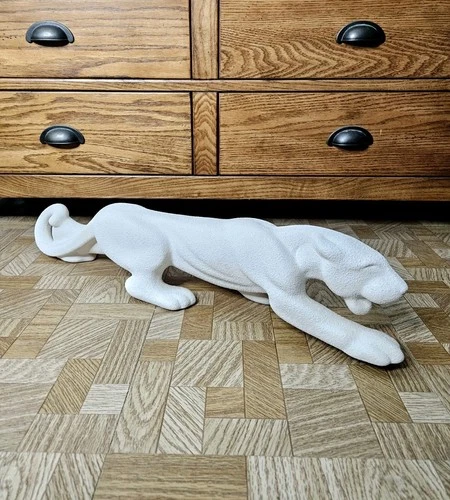 Haeger 1993 Stalking Panther #315 Sculpture White Textured Pottery 23”