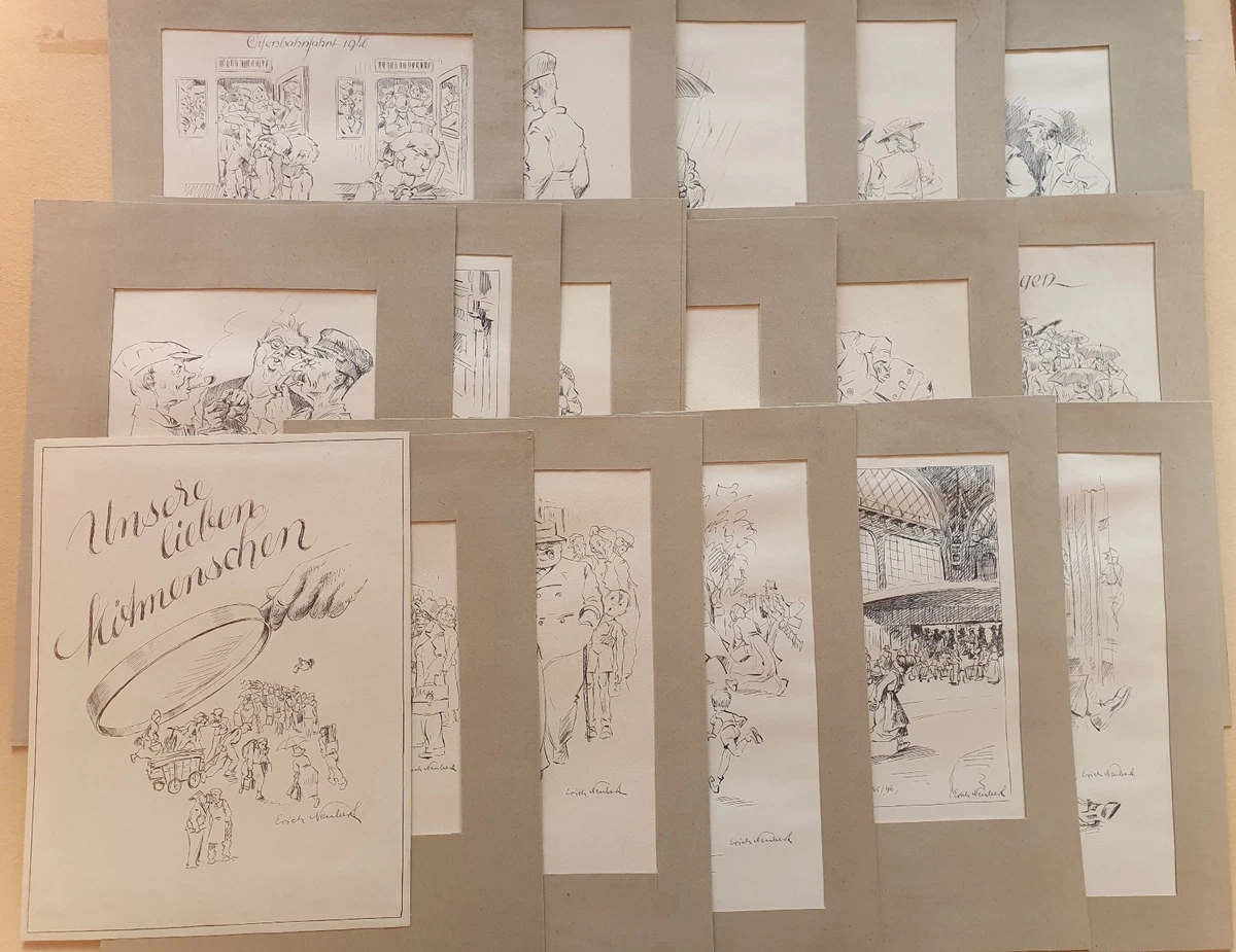 Erich NEUBERT: 17 orig.- Federzeichnungen, 1946 Grosz, Gulbransson