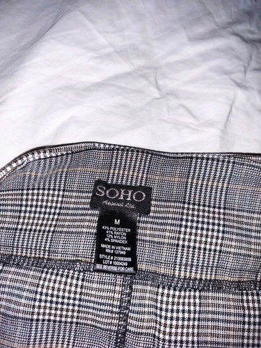 Soho Apparel Ltd Skirt Womens Medium Gray Ponte Plaid Pull On Bodycon Straight - Picture 2 of 6