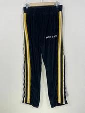 Palm Angels Women’s Size XL (10 ) Chenille Velour Track Pants Yellow Stripes