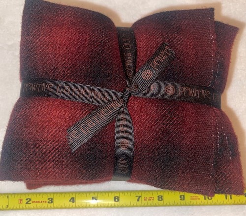 Primitive Gatherings Wool For Appliqué Hand Dyed Fabric Bundle Lot Red Penny Rug - Picture 3 of 3