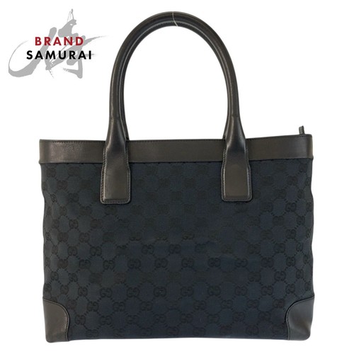 Excellent condition GUCCI Black GG Canvas Leather 002 1119 Tote Bag Handbag Ladi