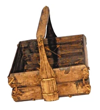 Rustic Handmade Wooden Slat Basket with Handle 9 x 9 Rustic Farmhouse Decor