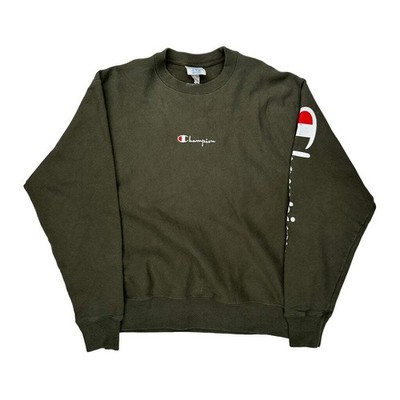 Reverse Weave Champion Spellout Sweatshirt - Large grün Baumwolle