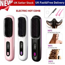 Portable Hair Straightener Brush Antiscald Hair Cordless Portable Rechargeable
