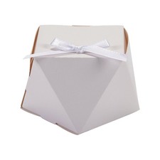 White Geometric Favor Boxes With Bow, Party Supplies, 12 Pieces