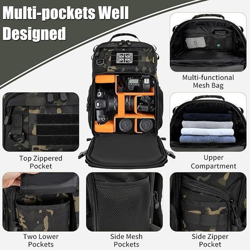 Camera Backpack with 15.6" Laptop Compartment – Waterproof Camera Bag, Durable D - Picture 3 of 6