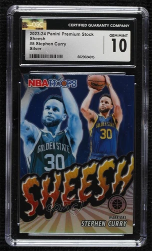 2023 NBA Hoops Premium Stock Sheesh Silver Prizm Stephen Curry CGC 10 Gem Mint