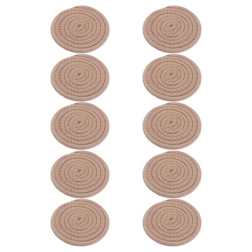  10 Stück Handgewebte Baumwolle Untersetzer Isoliert Becher Matten Runde Tischsets Für - Bild 8 von 12