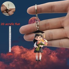 Graduation Girl or Boy in Cap Gown 2D Acrylic Keychain-Approx 2.36"-Pick one