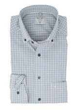 Marvelis Mens Business Shirt Comfort Fit Button Down Collared Long Sleeve Plaid Beige