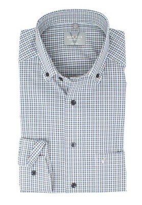 Marvelis Mens Business Shirt Comfort Fit Button Down Collared Long Sleeve Plaid Beige
