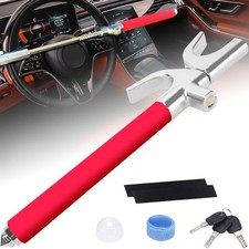 Steering Wheel Lock Universal Car Lock Anti-Theft Device Retractable -Red