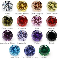 Size 1.0mm~10.0mm 5A Round Loose Cubic Zirconia Stones Mix 15 Colors CZ Gemstone