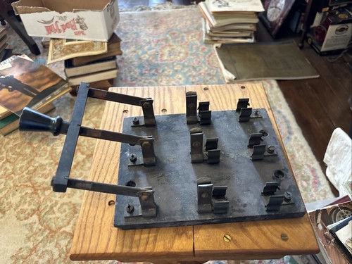 Interruptor de cuchillo de lanzamiento de cobre enorme TRUMBULL de colección Steampunk 60A 250V base de pizarra - Imagen 3 de 8