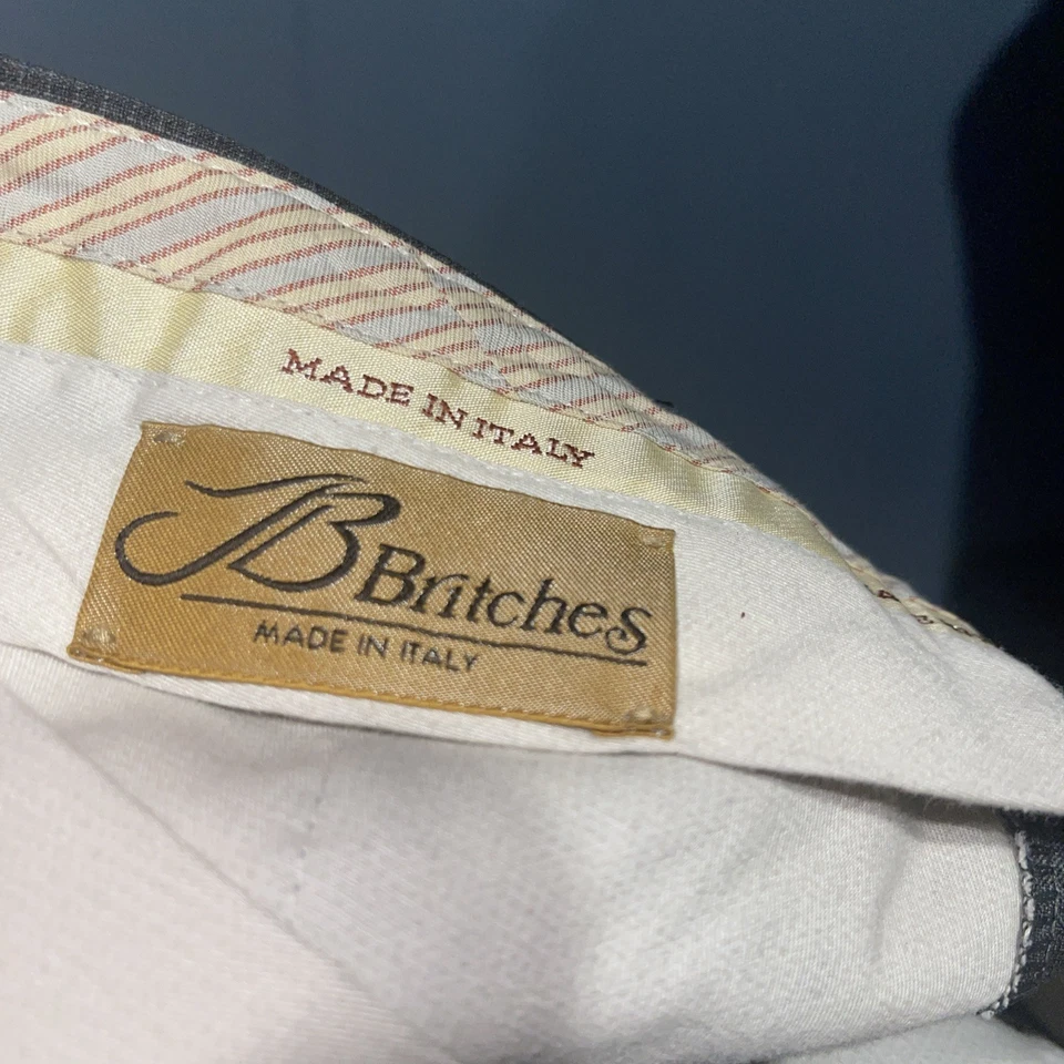 JB Britches Pants Made in Italy 100% Wool Dark Gray Flat Panel Front 44R X 35 - Image 2 of 4