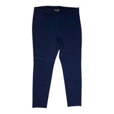 St. John Size 8 Navy Blue Thick Knit Wool Blend Pants Side Zip Flaw