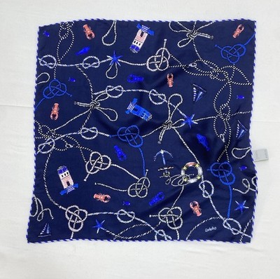 CODELLO blue  silk  women's scarf  w beach prints 20''/20'' NWT