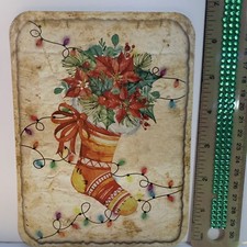 Christmas Wall Decor Holiday Vintage Style Die Cut Cardboard 5 X 7