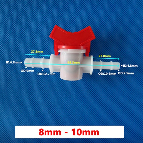 Plastic Barbed Connector Reducer Tubing Pipe Hose Joiner with Ball Valve Switch - Picture 9 of 23