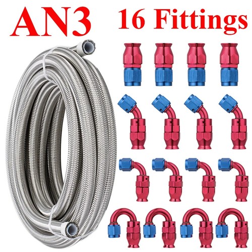 Manguera de combustible de acero inoxidable PTFE 19,6 FT/6 M 3AN 4AN 6AN 8AN E85 línea de aceite 16 accesorios - Imagen 19 de 22