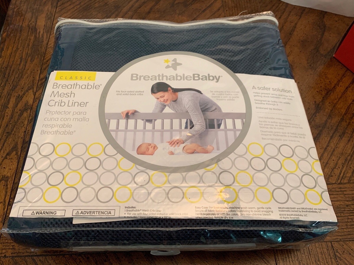 Navy blue mesh crib bumper hotsell