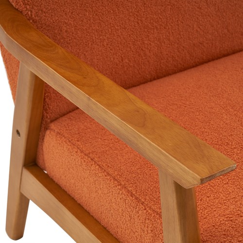 Modern Mid-Century Burnt Orange Accent Chair with Solid Wood Frame, Teddy Velvet - Picture 5 of 15