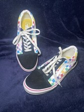 VANS Off The Wall Old Skool Checkerboard Rainbow Dopamine Shoes KIDS Size 6.5