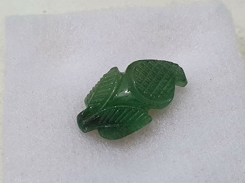 3.58cts 16*9*3mm Natural Loose Green Emerald Leaf Carved Brazil Origin Nontreat - Picture 3 of 6