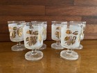Set Of 6 Gold Leaf Design Sherry/ Shot / Liqueur Glasses Vintage