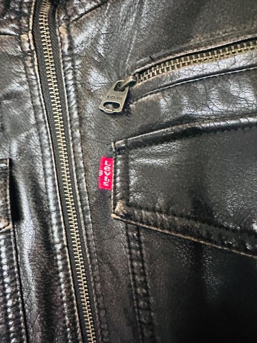Levis Jacket Mens Small Brown Faux Leather Sherpa Lined Bomber Aviator Trucker S - Picture 4 of 15