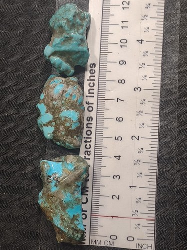 276ct 3 Nice Chunks of Morenci Turquoise Sky Blue Make lots of Stunning Jewelry - Picture 7 of 8