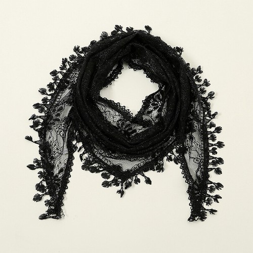 Elegant Lace Sheer Floral Triangle Veil Church Mantilla Scarf Shawl Wrap Tassel - Bild 5 von 20