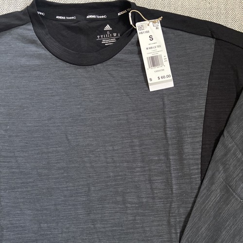 adidas Aeroready Well Being Long Sleeve Training Shirt Men's S Black Gray NWT - Picture 2 of 14