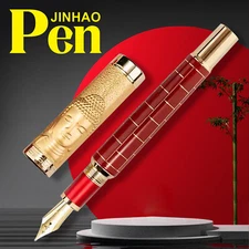 2024 Jinhao Wudao Metal Fountain Pen Carving F/M Heartbeat Nib Writing Gift PevL