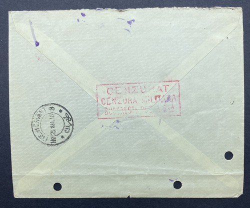 1916 Galati, Romania to Tehran, Persia, Registered, Bucharest Censor Cover - Picture 2 of 2