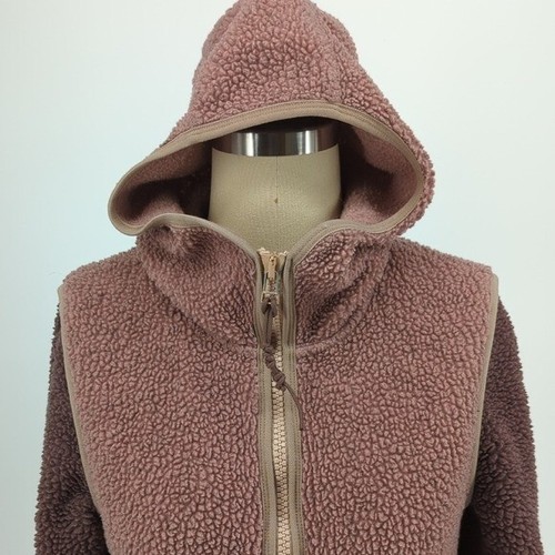 REI Sherpa Boucle Full Zip Hooded Sweater Brown Size XS hiking outdoors gorpcore - Picture 3 of 11