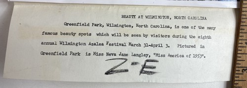 1953 VINTAGE MISS AMERICA FOTOGRAFIE GREENFIELD PARK AZALEA FEST WILMINGTON NC - Bild 3 von 4