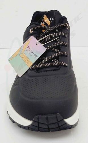 Skechers Street 155196/BLK Uno Shimmer Away, Black/Metallic Rose Gold, Women's 7 - Picture 2 of 5