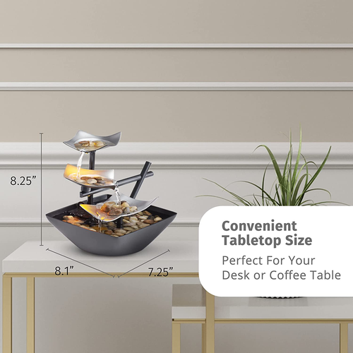 Tabletop Water Fountain, Home Décor Soothing Sound Machine with Automatic Pump, - Picture 6 of 12