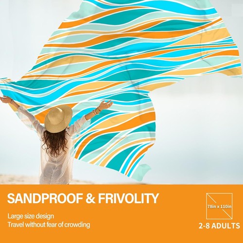Oversized Beach Blanket 78"x110" Waterproof Sandproof for Travel Camping - Picture 4 of 7