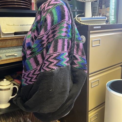 Jersey Cuello VINTAGE Grueso Tejido Algodón Patrón Gran Tamaño Años 80 Retro Ala de Murciélago - Imagen 16 de 18