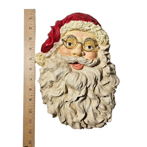 Vtg Santa Clause Wall Hanging Decor Silvestri Father Christmas Gold Rim Glasses - Picture 2 of 6