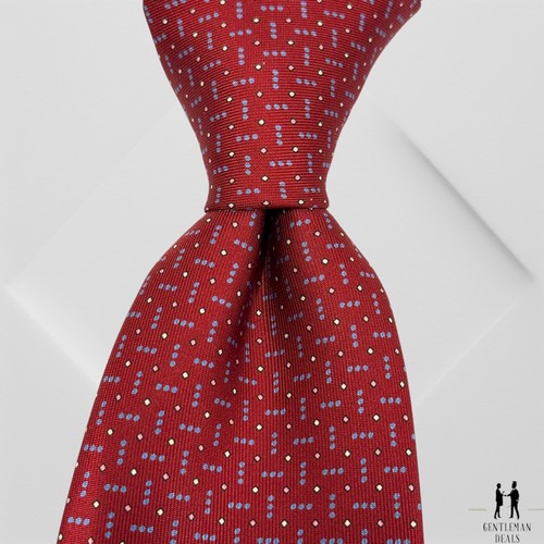 E Marinella Napoli Krawatte Herren 100 % Seide rot Krawatte geometrisch Designer lang 61 x 35