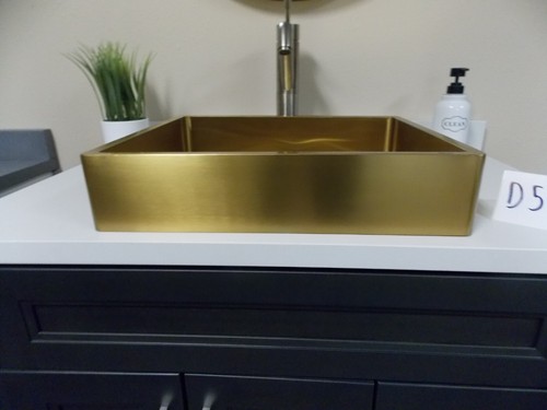 Eden Bath Rectangular Stainless Steel Vessel Sink in Gold (EB_SS004GD, D539) - Picture 3 of 7